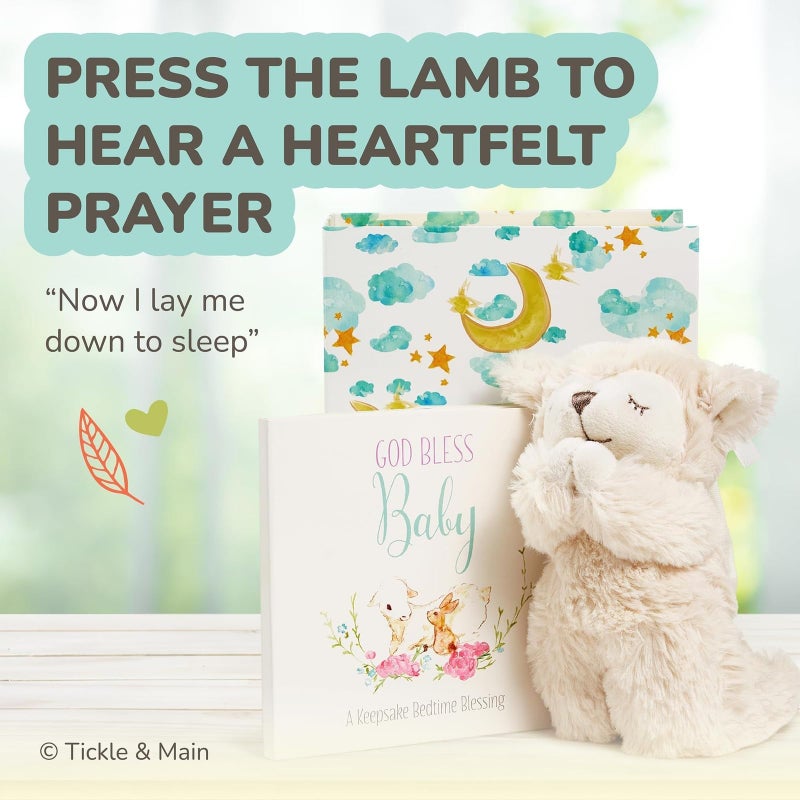 Tickle & Main Catholic Baptism Gift Set - 2-Pc White Presentation Box - Interactive Prayer Lamb & Baby’s First Prayer Book - Christening Gifts for Boys & Baby Girls Ages 2+ - Image 4